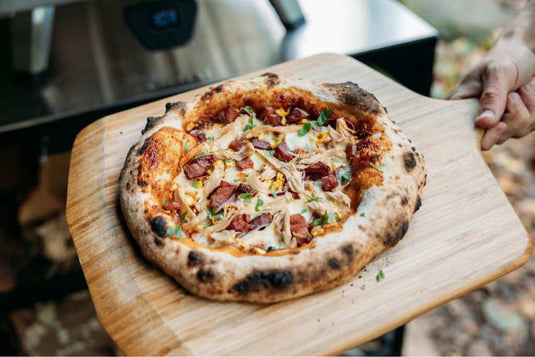 BBQ Chicken, Corn, Onion, Bacon and Coriander Pizza